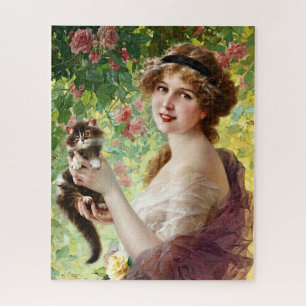 Vintage Lady Süße Katze & Rose Puzzle