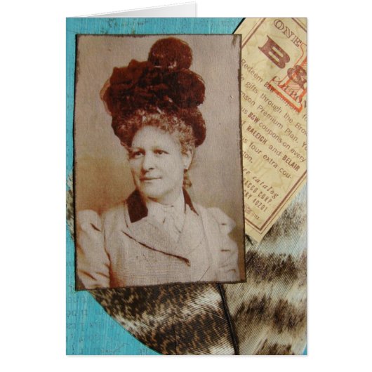 Vintage Lady, Truthahnfeder-Collage (Vorne)