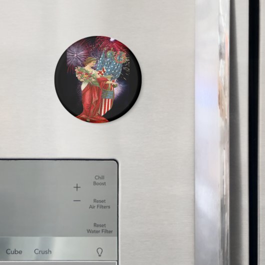 Vintage Lady und Feuerwerk Magnet (In Situ (Kühlschrank))