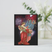Vintage Lady und Feuerwerk Postkarte (Stehend Vorderseite)
