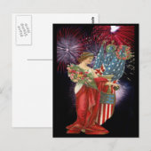 Vintage Lady und Feuerwerk Postkarte (Vorne/Hinten)