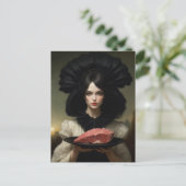 Vintage Lady und rohes Fleisch Postkarte (Stehend Vorderseite)