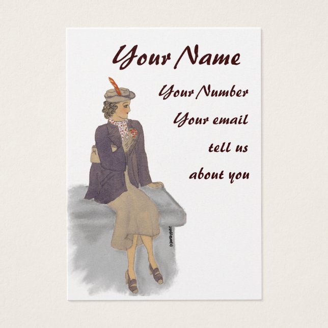 Vintage Lady-Visitenkarte (Vorderseite)