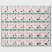 Vintage Lady wandelt schwarze Poodle Frohe Weihnac Geschenkpapier (Flach)