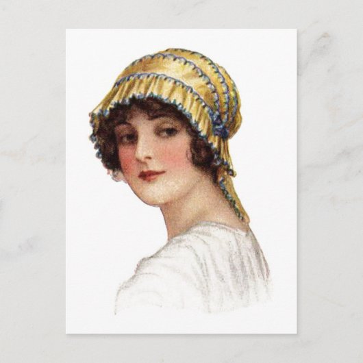 Vintage Lady Wear Bonnet Postkarte (Vorderseite)