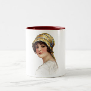 Vintage Lady Wearing Bonnet Tasse