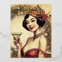 Vintage Lady Weihnachtsgrüße Retro Pic