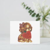 Vintage Lady Welppy Valentine Feiertagspostkarte (Stehend Vorderseite)