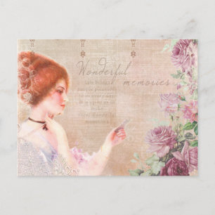 Vintage Lady Wunderbare Erinnerungen Ephemera Post Postkarte