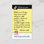 Vintage Lady Yellow Tarot Business Card Visitenkarte (Rückseite)