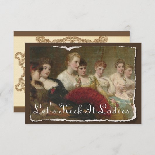 Vintage Ladys Bachelorette oder Einladung zum Gebu (Vorne/Hinten)