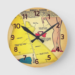 Vintage Ladys Dress Pattern Klappe ausschneiden Runde Wanduhr