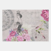 Vintage Ladys Fashion Flower Garden Handschrift Geschenkpapier Set (Vorderseite 2)