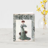 Vintage Ladys Fashion Illustration 1907 Karte (Gelbe Blume)