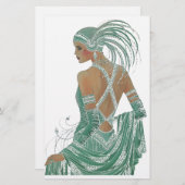 Vintage Ladys für grüne Kunstdrucke Briefpapier (Vorne/Hinten)