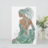 Vintage Ladys für grüne Kunstdrucke Briefpapier (Stehend Vorderseite)