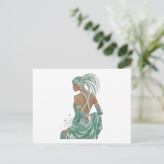 Vintage Ladys für grüne Kunstdrucke Postkarte (Stehend Vorderseite)