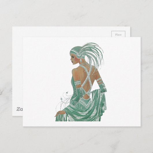 Vintage Ladys für grüne Kunstdrucke Postkarte (Vorne/Hinten)