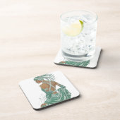 Vintage Ladys für grüne Kunstdrucke Untersetzer (Rechte Seite)