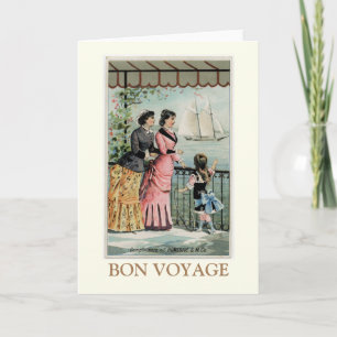 Vintage Ladys, Girl, Segelschiff Bon Voyage Karte