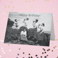 Vintage Ladys trinken am Strand Happy Birthday