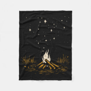 Vintage Lagerfeuer Camping Sterne Wandern Outdoor Fleecedecke