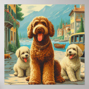 Vintage-Lagotto-Romagnolo-Illustration Poster