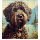 Vintage Lagotto Romagnolo Malerei Duschvorhang (Vorderseite)