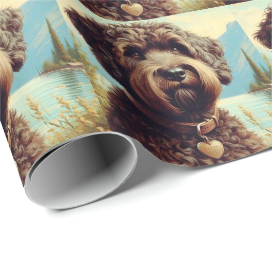 Vintage Lagotto Romagnolo Malerei Geschenkpapier (Rolleneckpunkt)