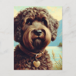 Vintage Lagotto Romagnolo Malerei Postkarte