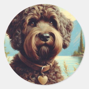 Vintage Lagotto Romagnolo Malerei Runder Aufkleber