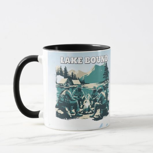 Vintage Lake Bound Camping Campfire Graphic Tasse (Links)