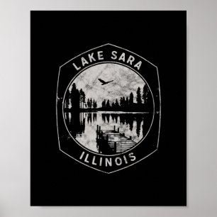 Vintage Lake Sara Illinois Outdoor-Urlaub Poster