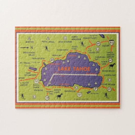 Vintage Lake Tahoe Map  Puzzle (Horizontal)