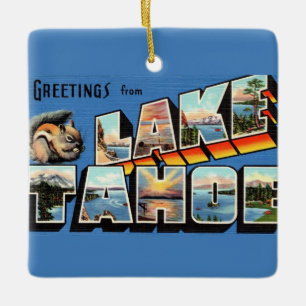 Vintage Lake Tahoe Weihnachtsbaumanhänger Keramikornament