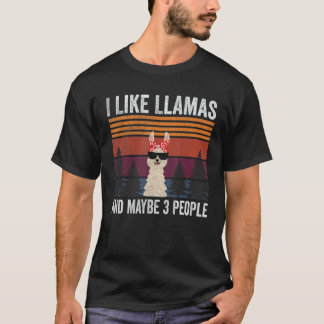 Vintage Lama Camping Ich mag Lamas und vielleicht  T-Shirt
