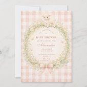 Vintage Lamb Floral Baby Shower Einladung (Vorderseite)