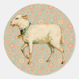 Vintage-Lamm-Kunst Runder Aufkleber