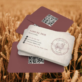 Vintage-Lamm-Schaf-Farm LOGO QR-Code Rot Visitenkarte