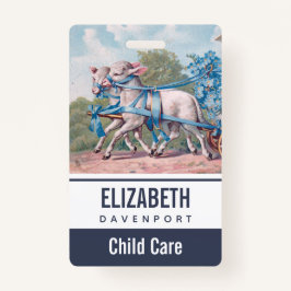 Vintage Lämmer in Extravaganten blauen Ribbons gek Ausweis