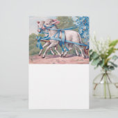 Vintage Lämmer in Extravaganten blauen Ribbons gek Briefpapier (Stehend Vorderseite)