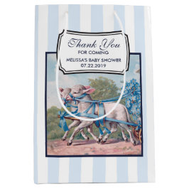 Vintage Lämmer in Extravaganten blauen Ribbons gek Mittlere Geschenktüte