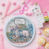 Vintage Lämmer mit Blauer Ribbons Babydusche Pappteller (Party)