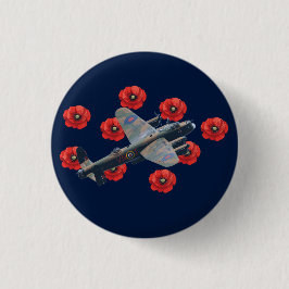 Vintage Lancaster unter den Roten Poppies Button