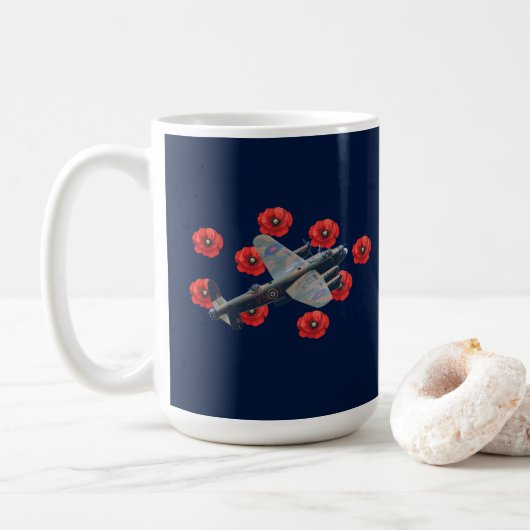 Vintage Lancaster unter den Roten Poppies Kaffeetasse (Mit Donut)