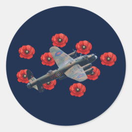Vintage Lancaster unter den Roten Poppies Runder Aufkleber