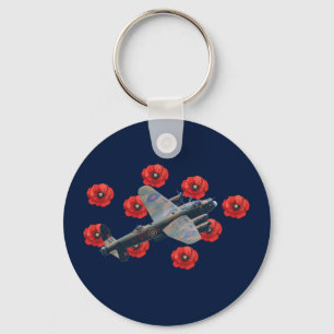 Vintage Lancaster unter den Roten Poppies Schlüsselanhänger