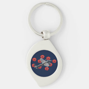 Vintage Lancaster unter den Roten Poppies Schlüsselanhänger
