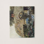 Vintage Land-Hütte mit Blumen-Garten-Puzzlespiel Puzzle (Vertikal)