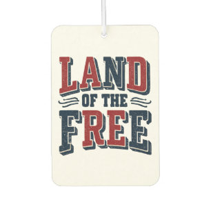 Vintage Land of the Free Patriotische Typografie  Autolufterfrischer